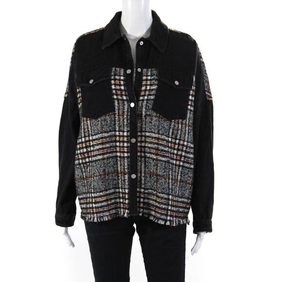 Zara Jackets & Blazers - Zara Womens Black Plaid Fringe Edge Cotton Long Sleeve Jacket Size S